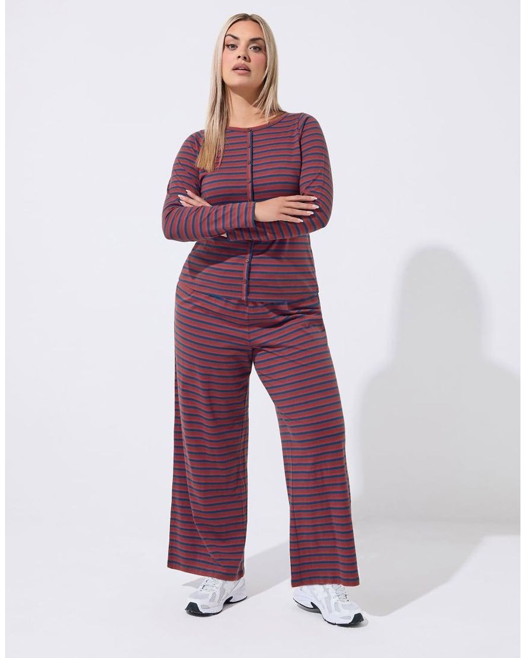 Yours Clothing Purple Stripe Button Up Top