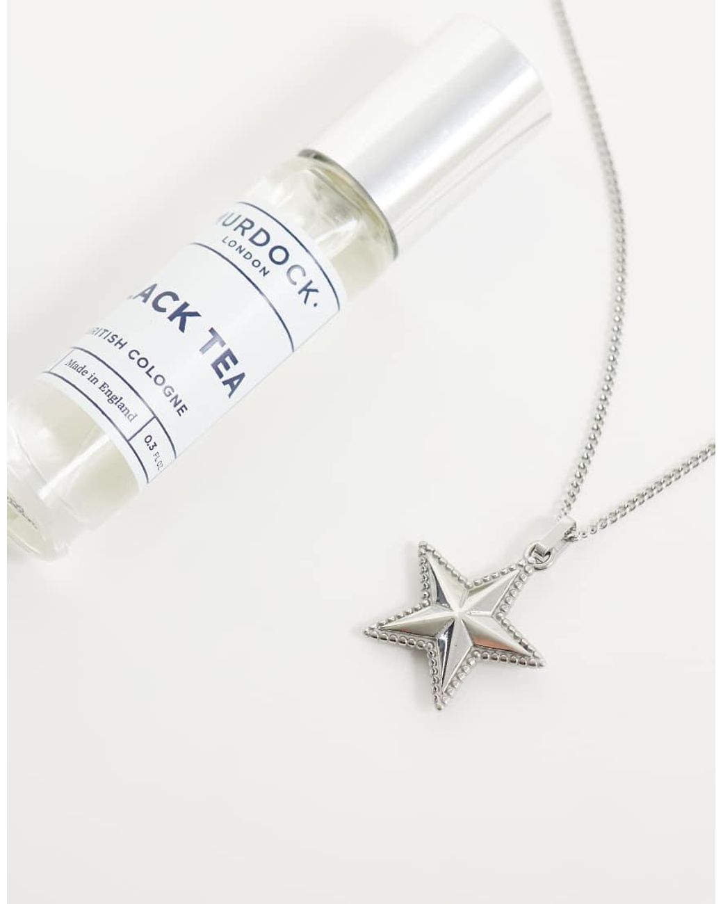 ASOS White Waterproof Stainless Steel Star Pendant Necklace for men