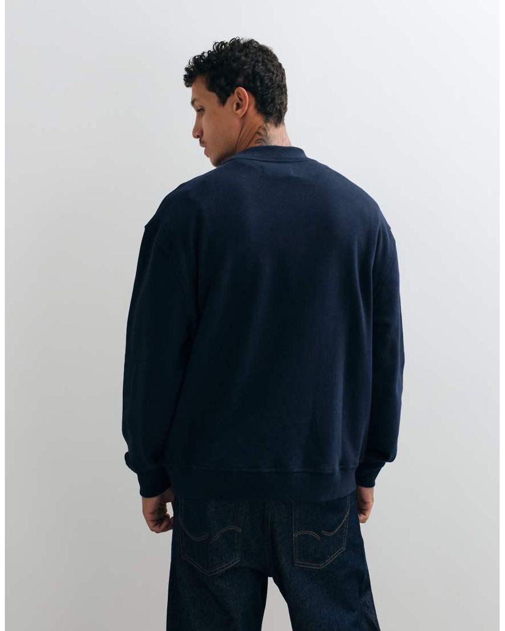 AllSaints Blue Asher Logo Crew Sweatshirt for men