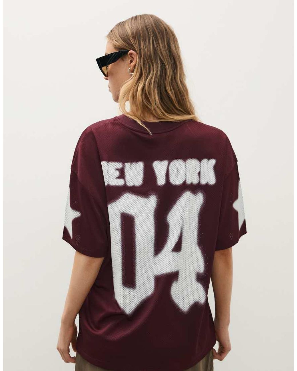 Bershka Red Oversize Print T-shirt