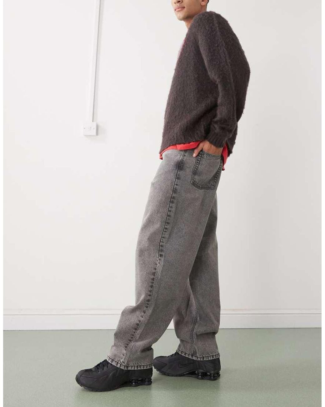 Collusion Gray X001 Antifit Mid Rise Jeans for men