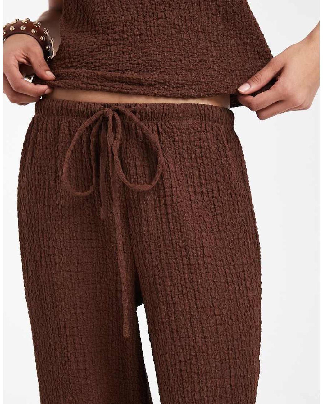 Vero Moda Brown Tie Waist Textured Wide Leg Trouser Co-ord