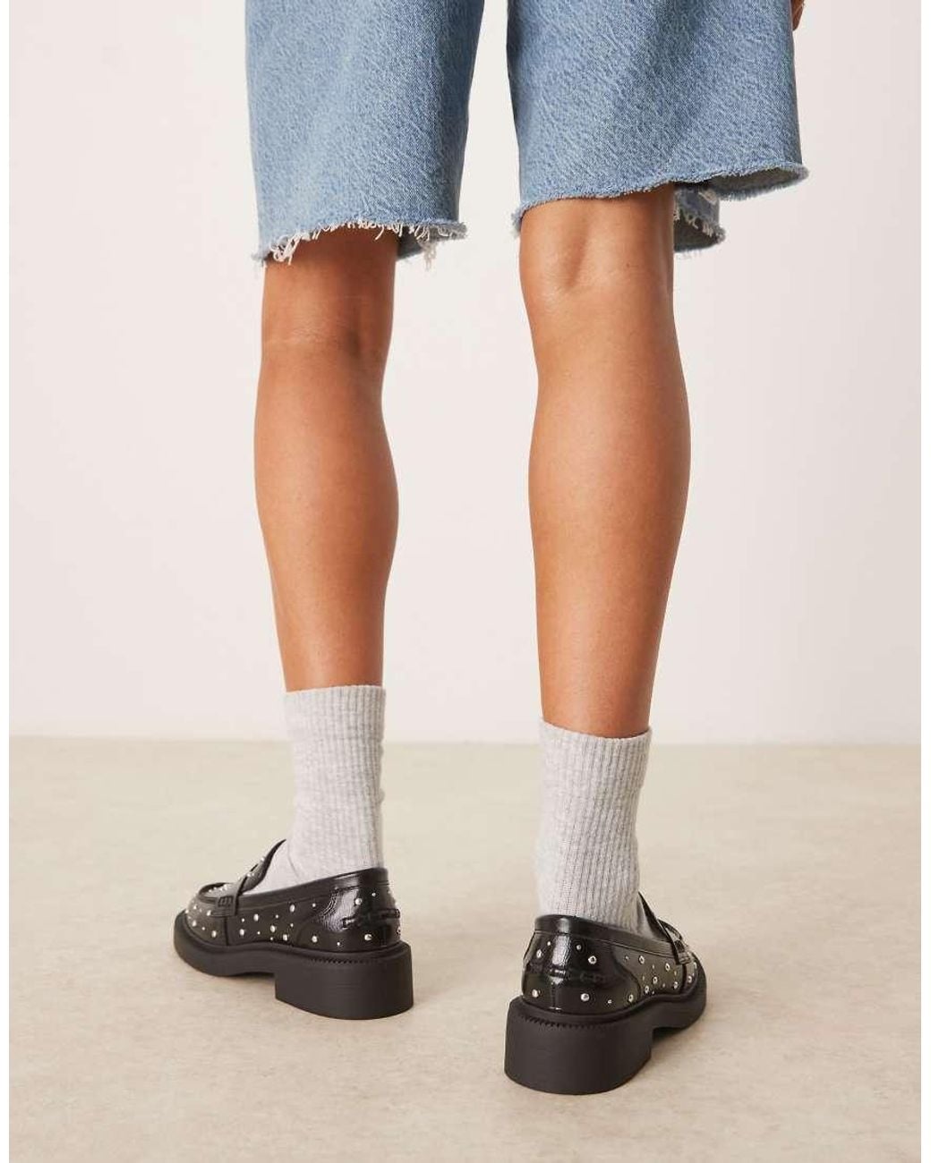 ASOS Natural Minerva Studded Detail Loafers