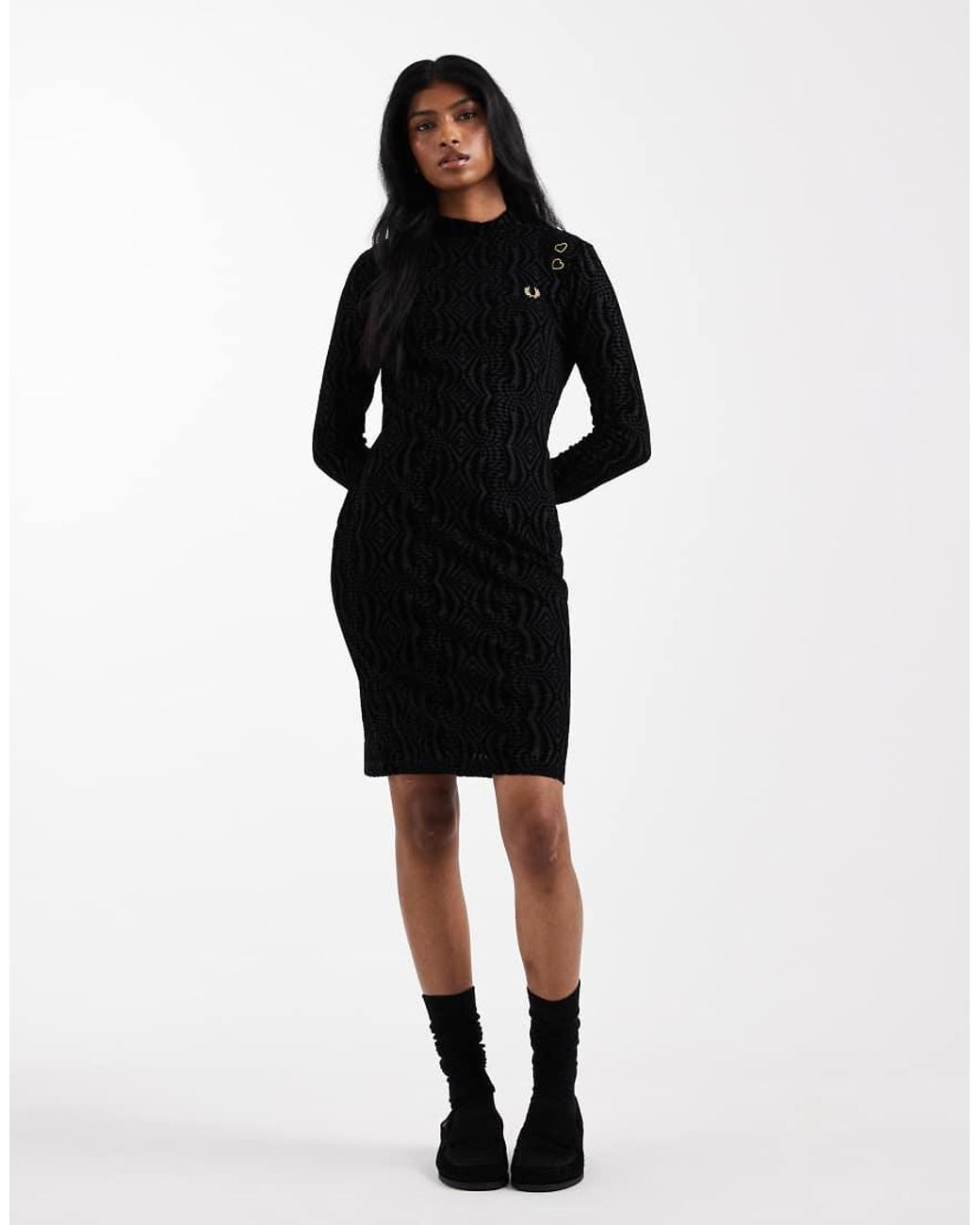Fred Perry Black Mesh Dress