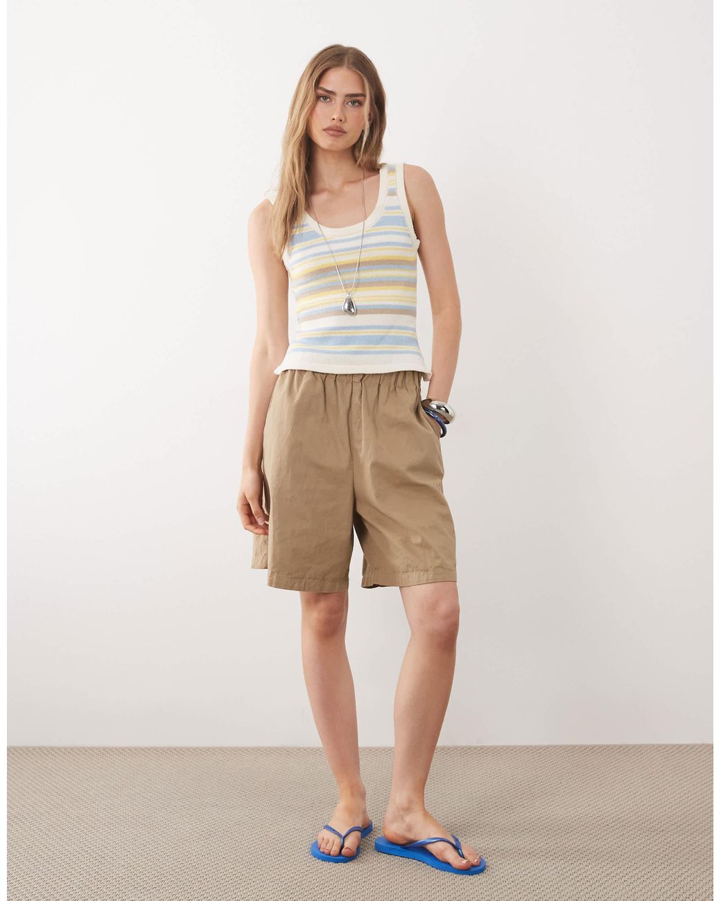 ASOS Green Knitted Cotton Blend Singlet