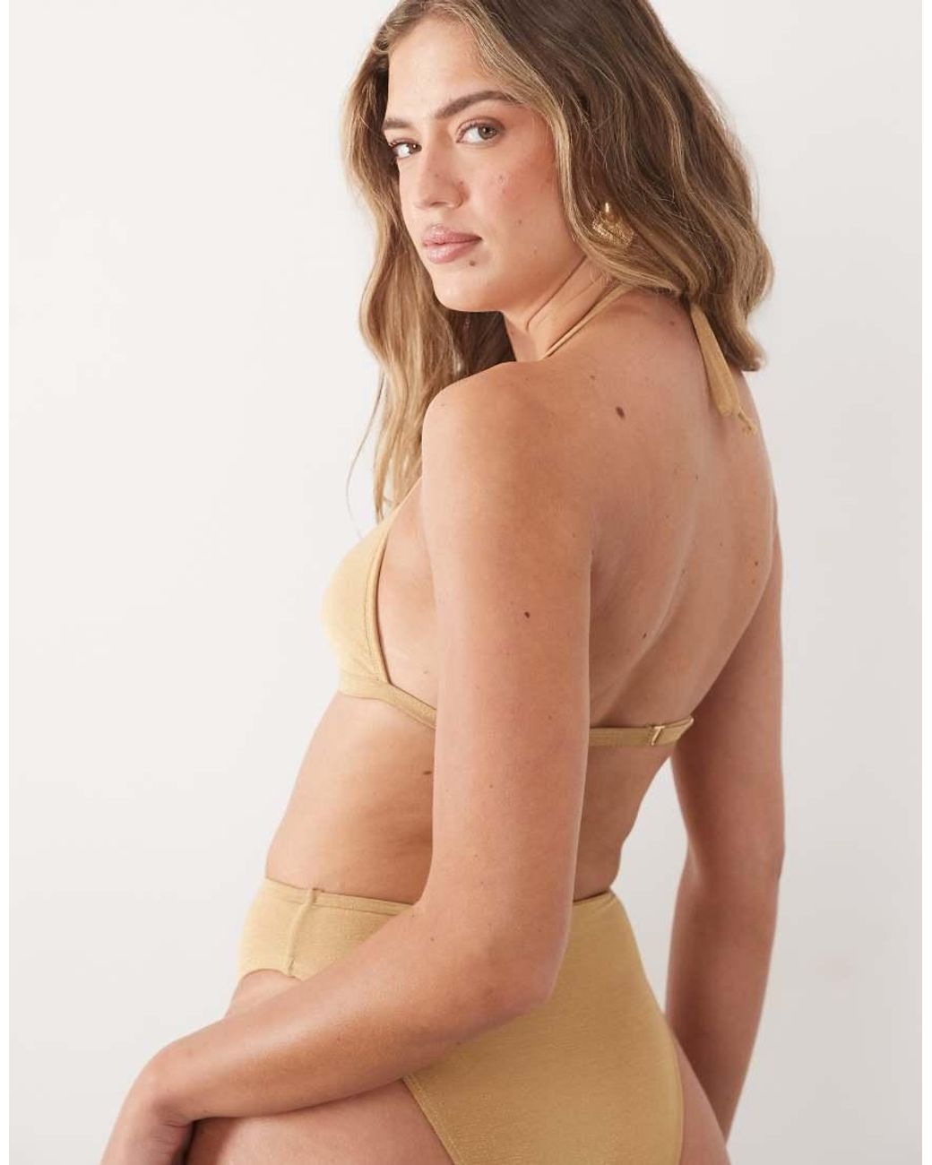 CUPSHE Natural Triangle Bikini Top With Beaded Detail