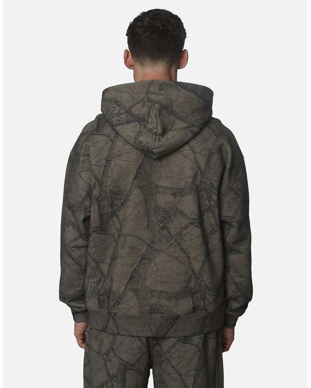 Good For Nothing Gray Oversized Printed Cotton Camo Hoodie for men