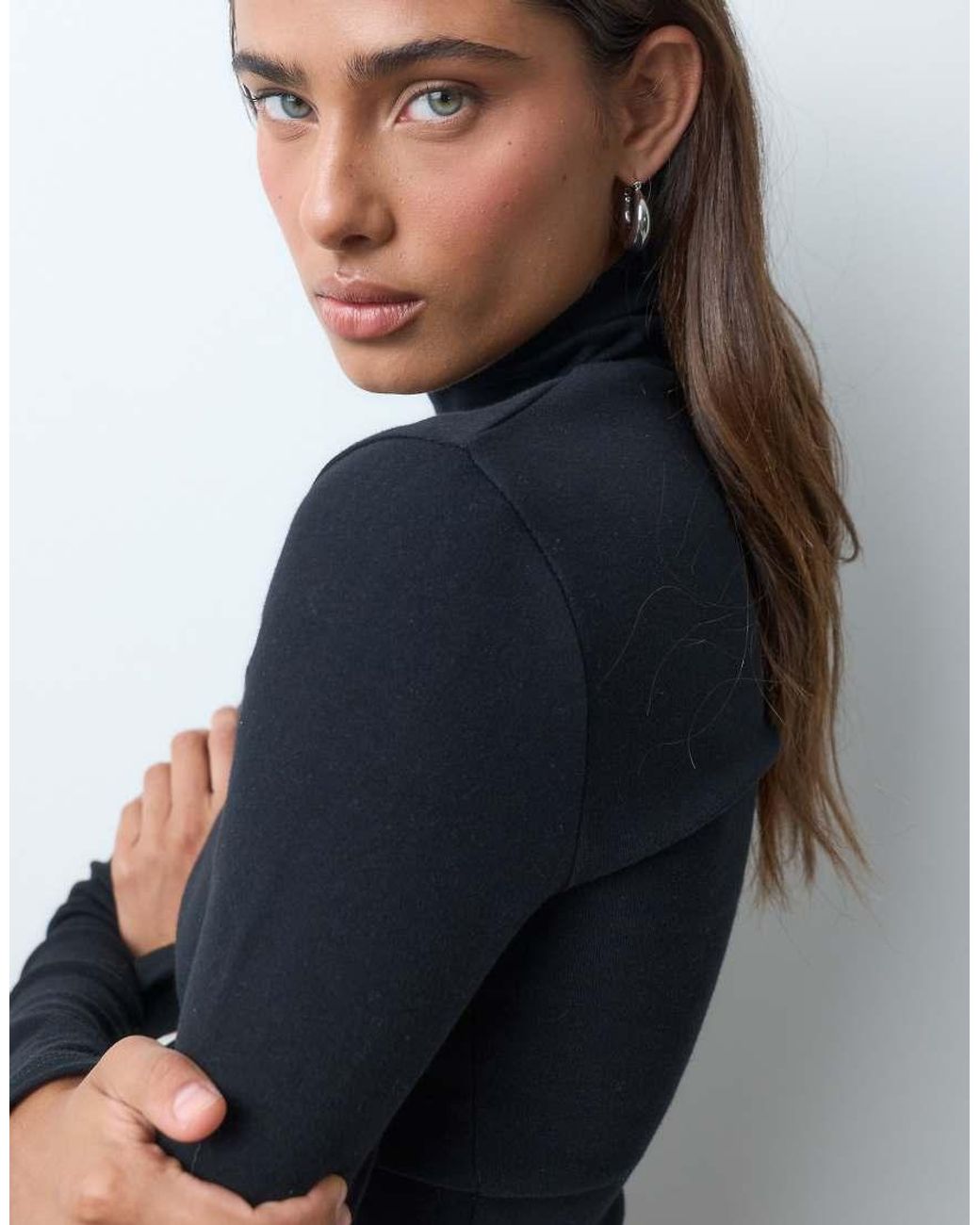 ASOS Blue Funnel Neck Long Sleeve Top