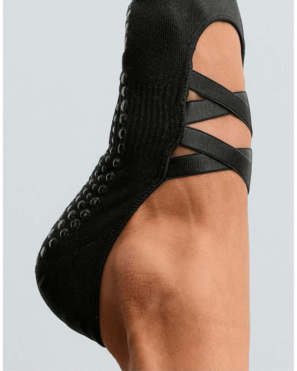 Oysho Black 2 Pairs Of Invisible Polyamide Blend Yoga And Pilates Socks With Double Straps