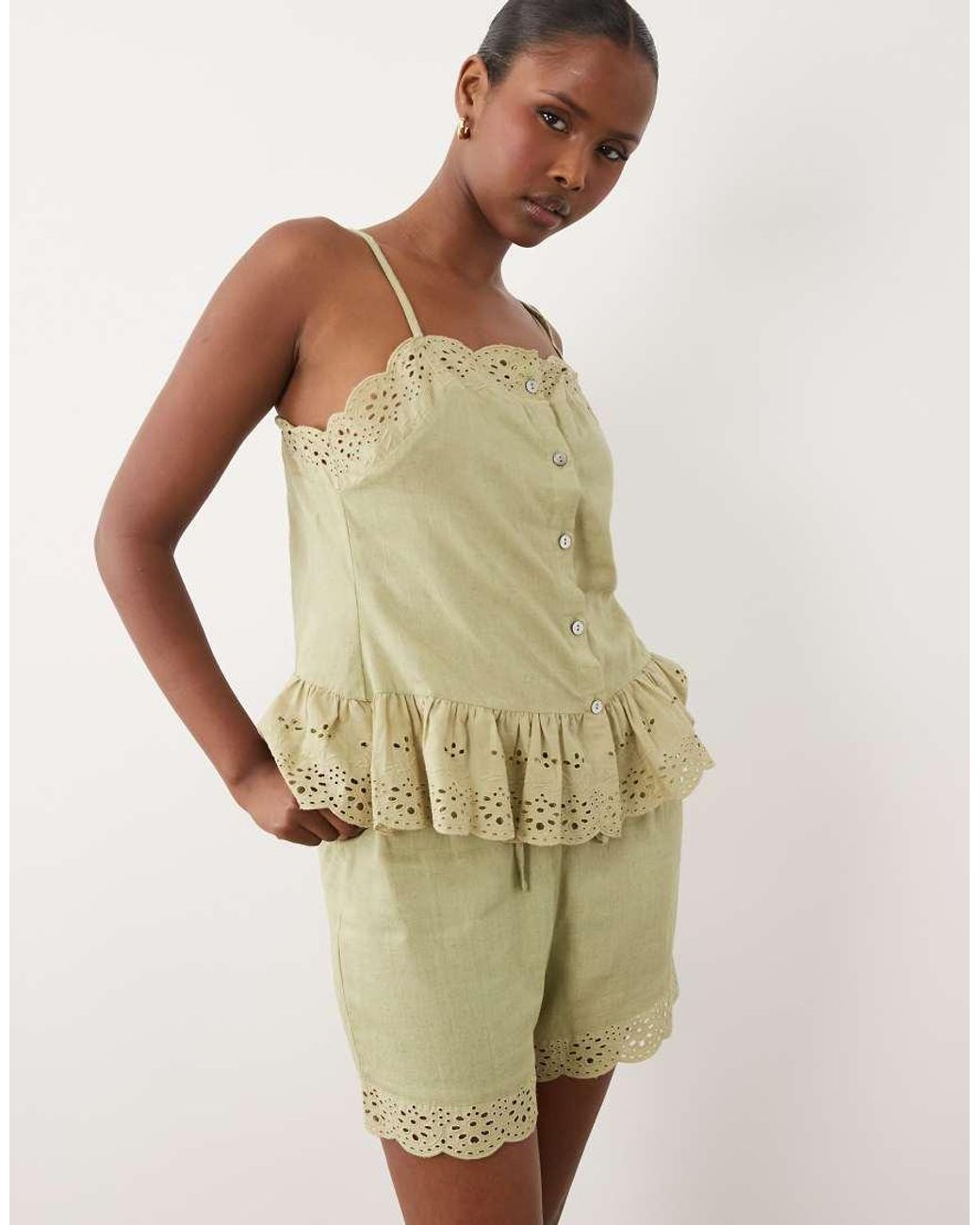 Wednesday's Girl Natural Wednesdays Girl Co-ord Ruffle Edge Tie Waist Short