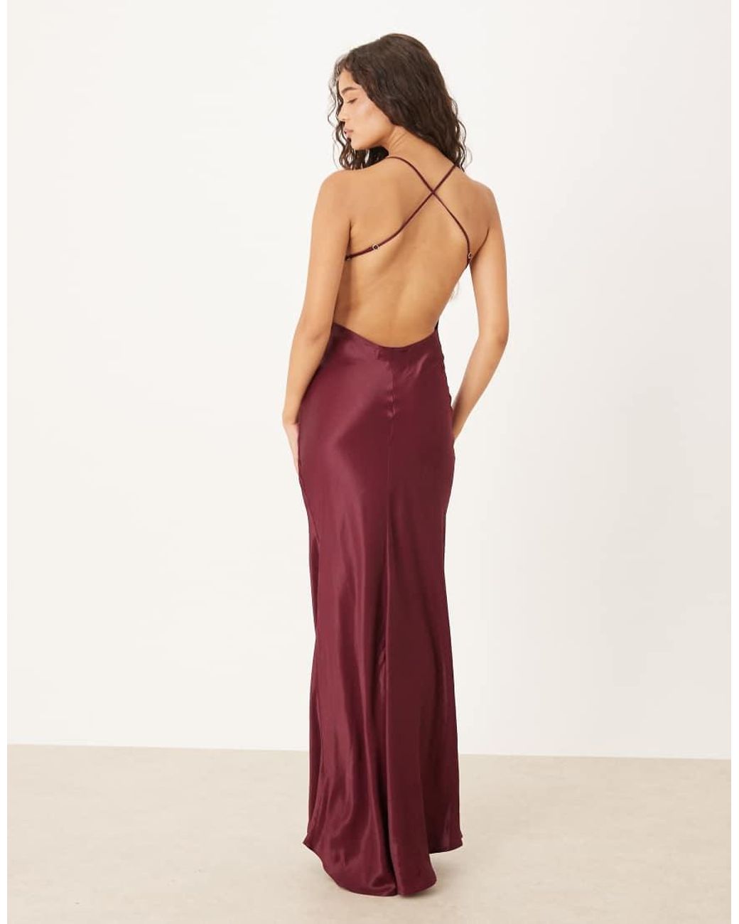 ASOS Red Satin Seam Detail Maxi Dress