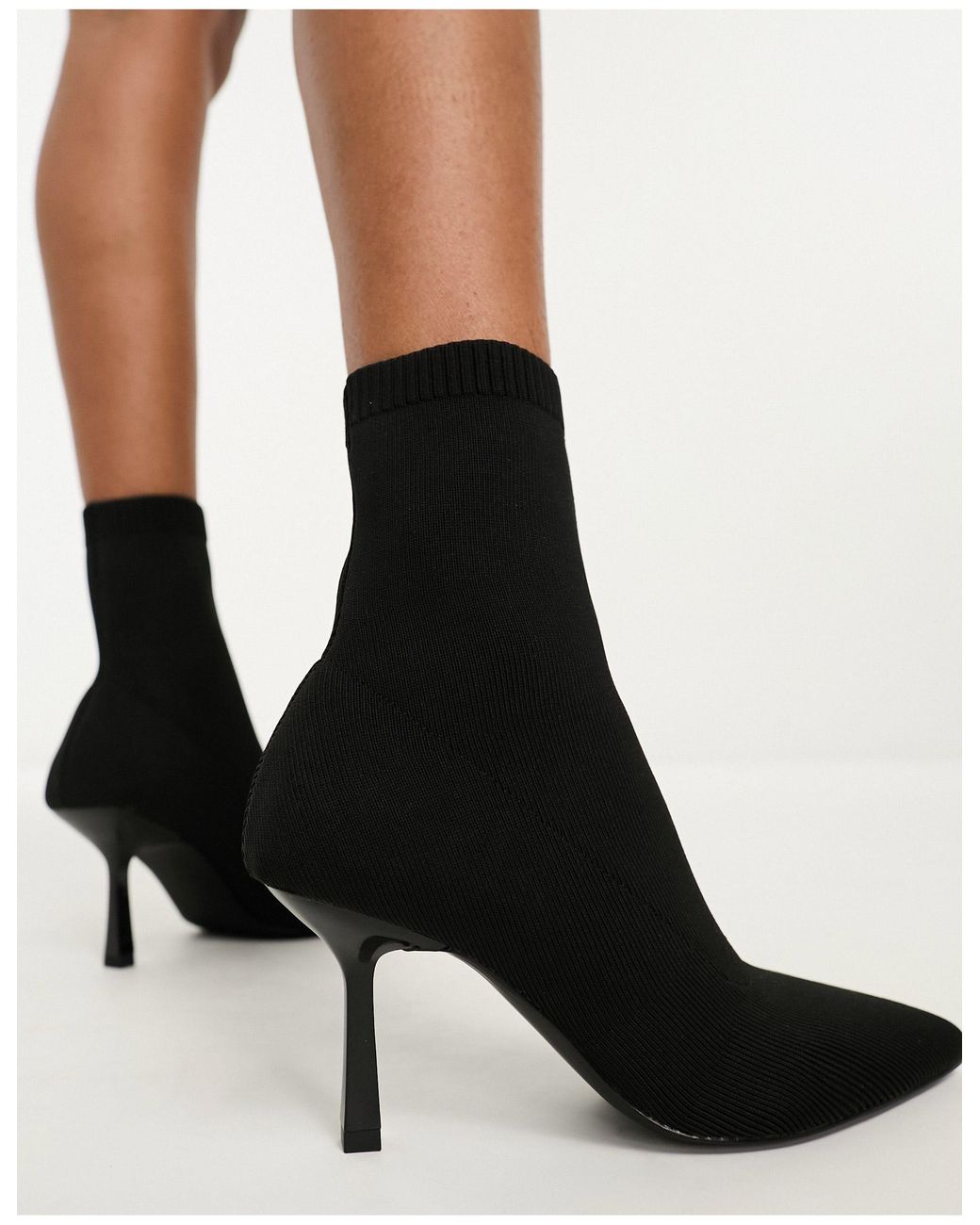 ASOS Rosetta Kitten Heel Sock Boots in Black Lyst