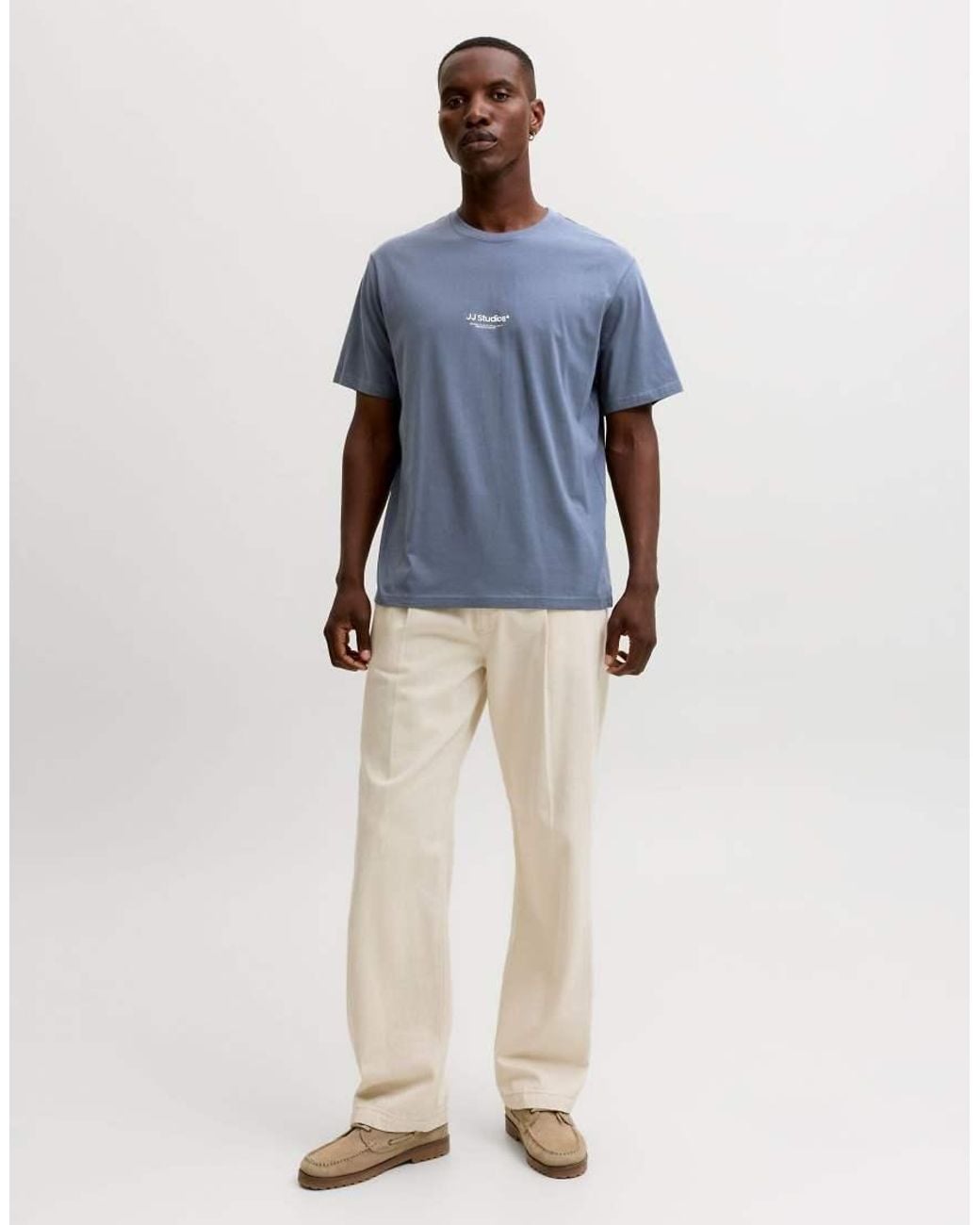 Jack & Jones Blue Soho Lace Relaxed Fit Crew Neck Short Sleeve T-Shirt for men