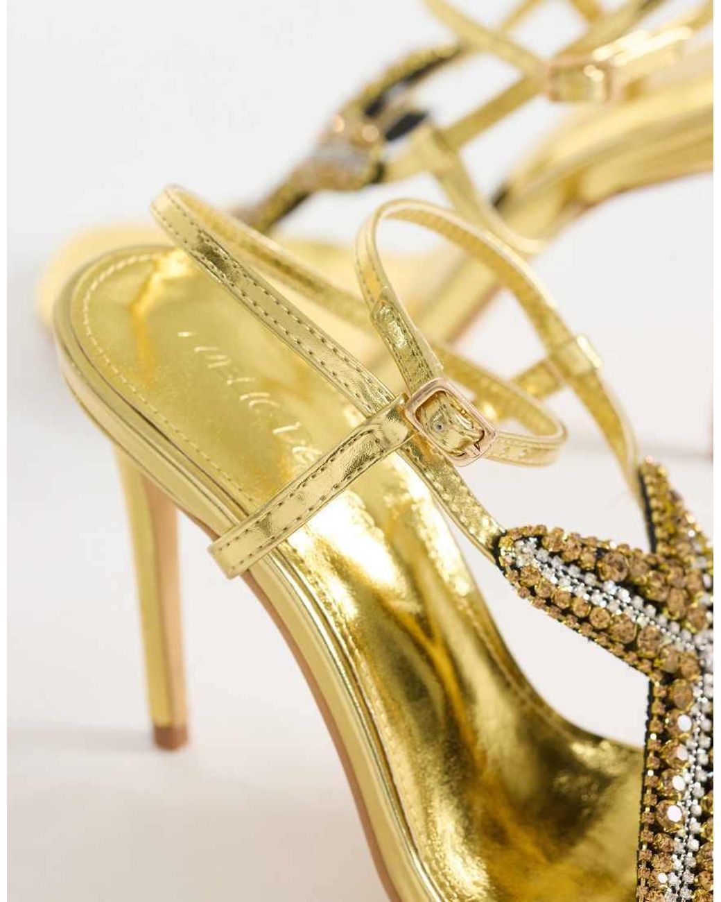 Public Desire Metallic Lumi Heeled Sandals With Embellished Starfish