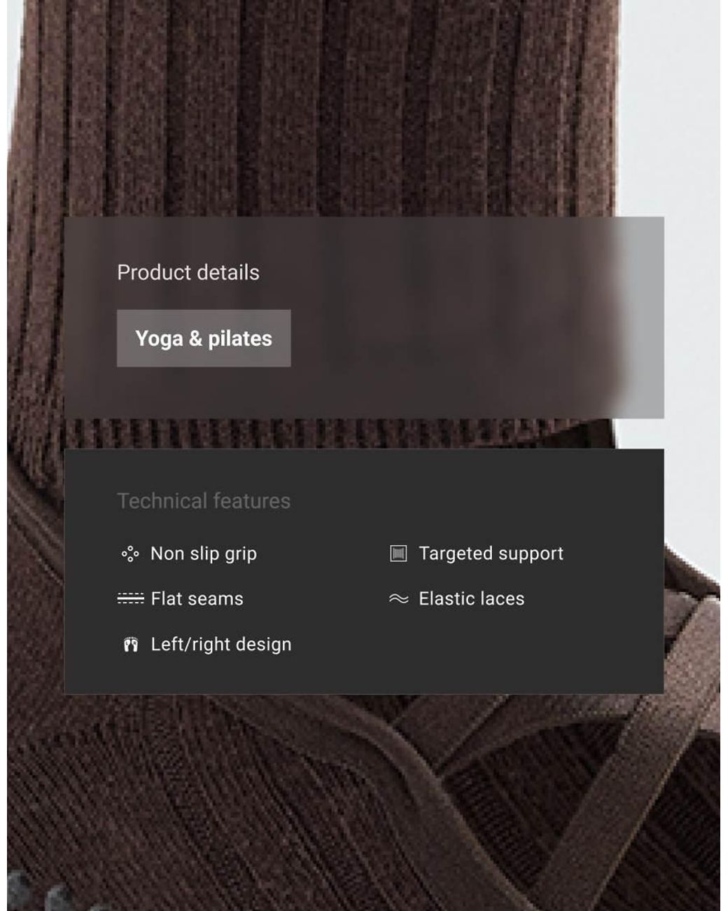 Oysho Brown Long Classic Yoga And Pilates Cushioned Socks With Cotton Blend And Double Straps