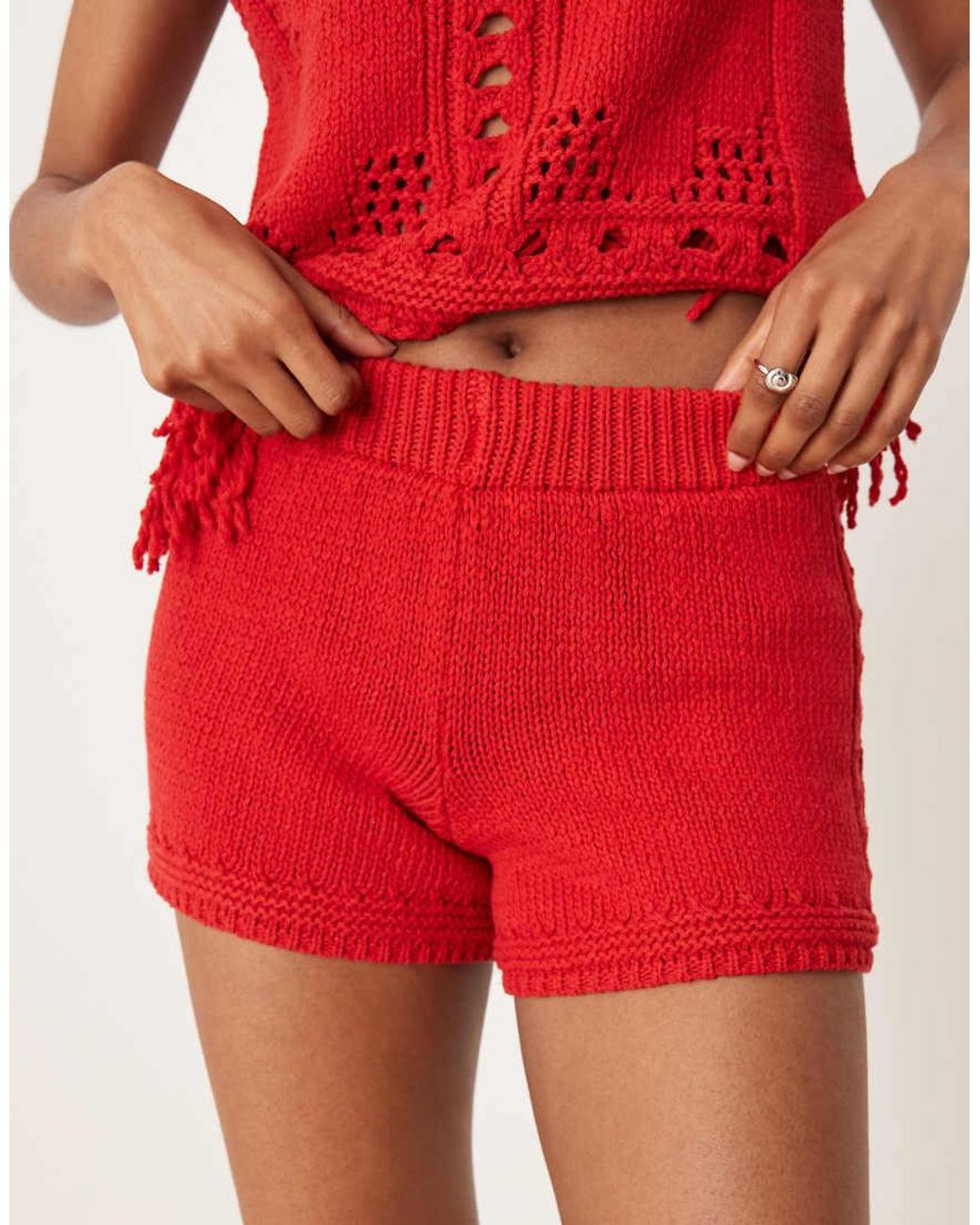 ASOS Short Met Open Steek in het Red