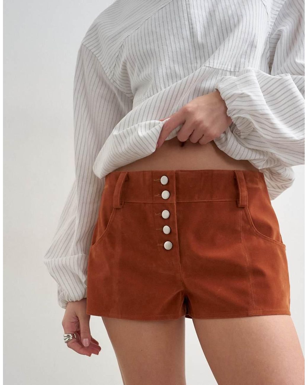 TOPSHOP White Faux Suede Micro Short