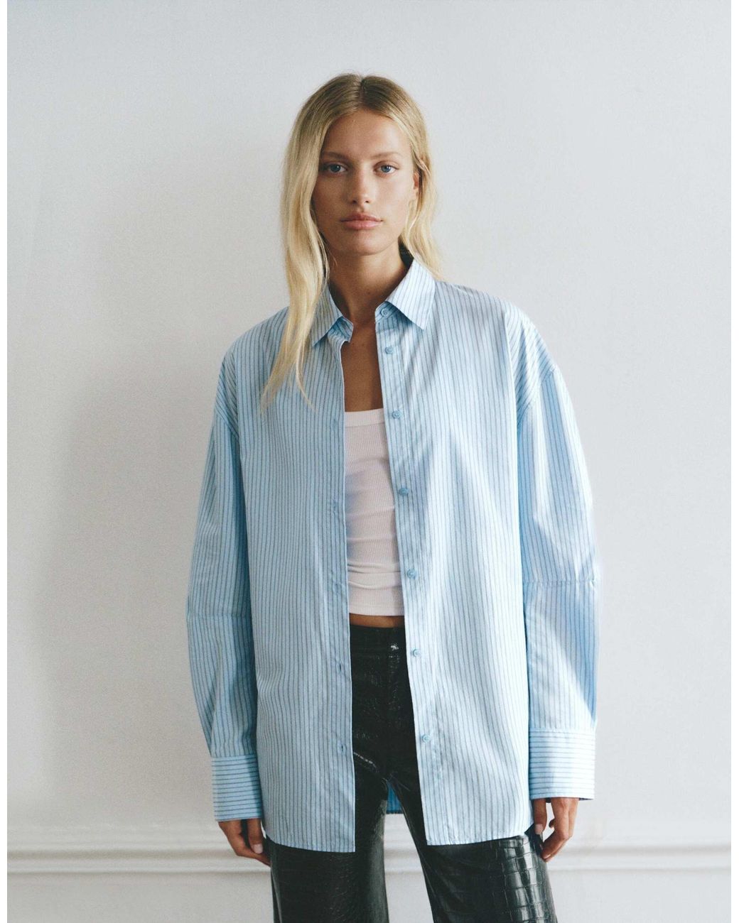 Pull&Bear Blue Gestreiftes hemd