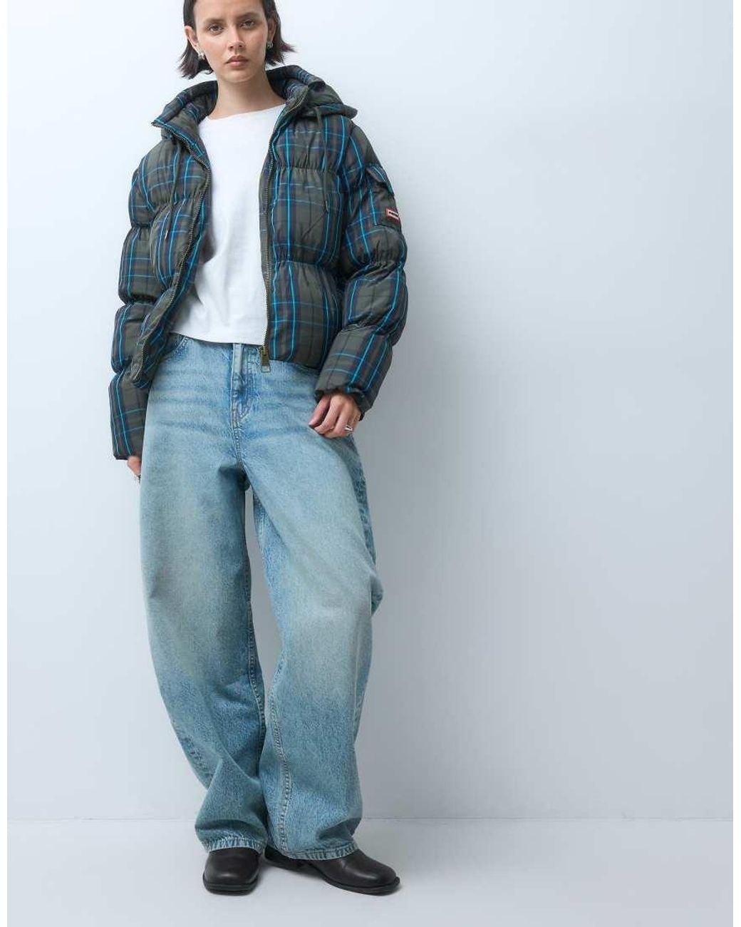 Hunter Blue Originals Tartan Puffer Jacket