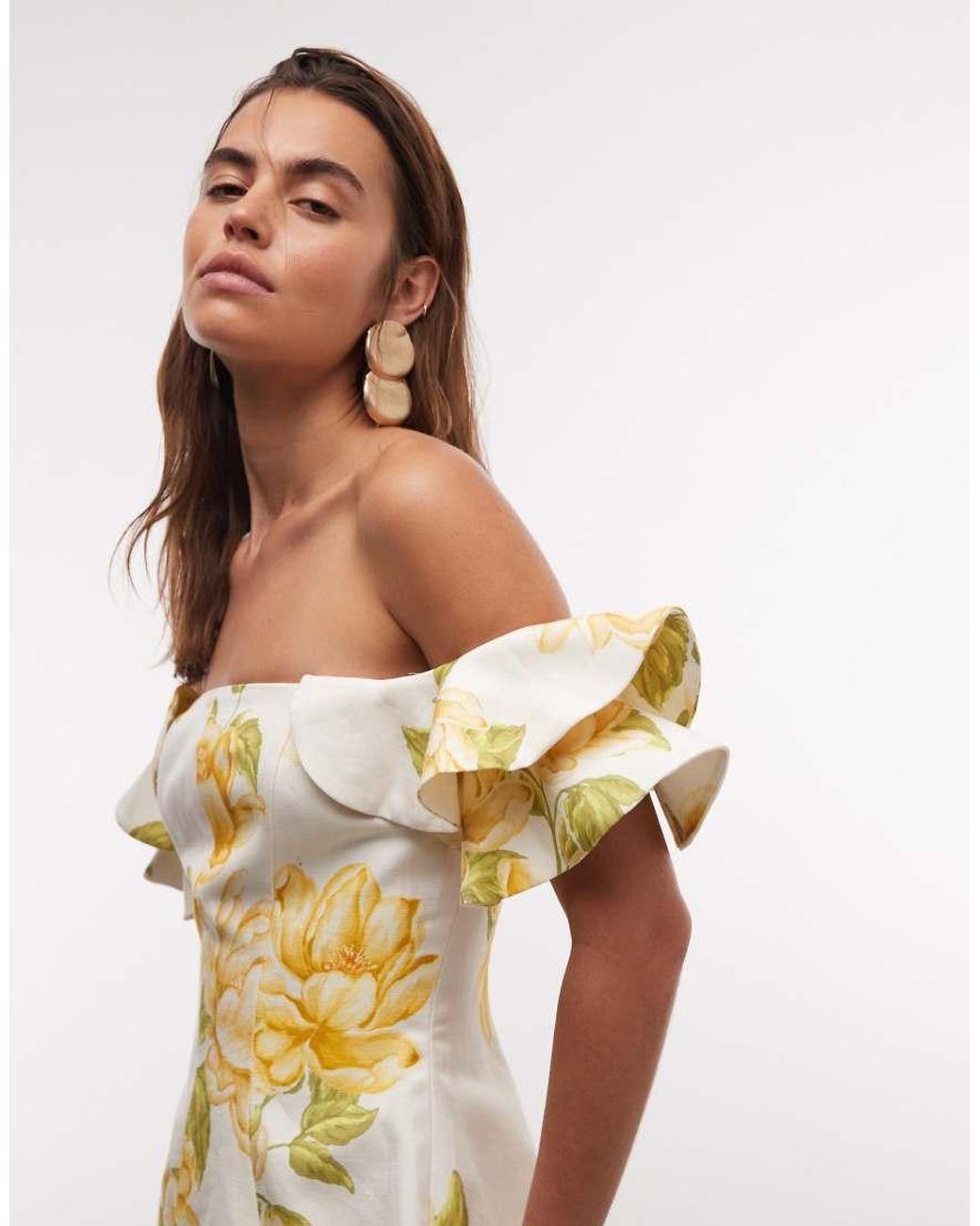 Forever New Metallic Off The Shoulder Ruffle Mini Dress
