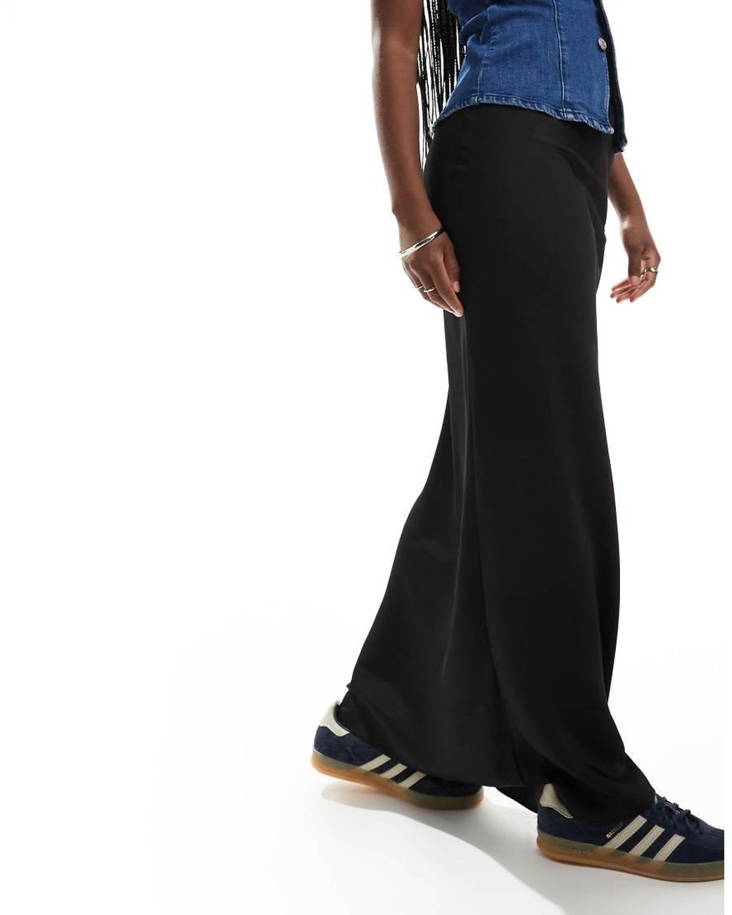 ASOS Black Satin Bias Maxi Skirt
