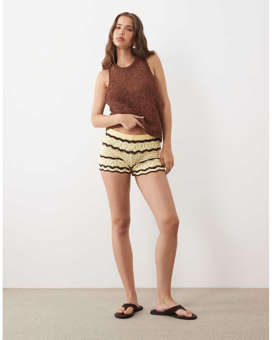 Miss Selfridge Multicolor Crochet Knitted Short Co-Ord