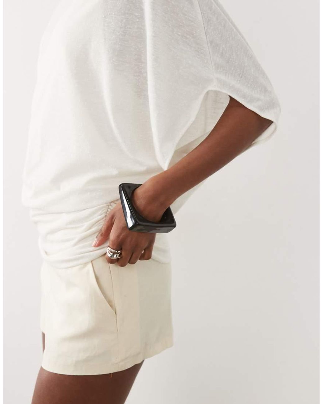 ASOS Natural Double Layer Top With Cinched Waist Top