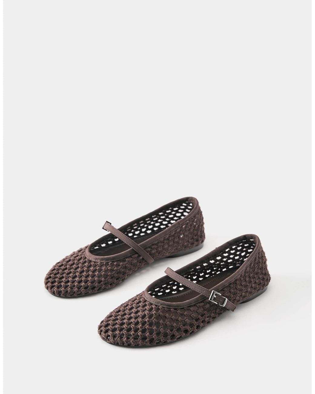 Pull&Bear White – ballerinas aus netzstoff