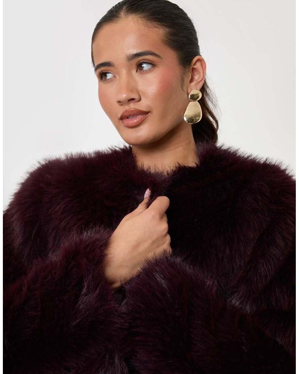 Threadbare Black Collarless Faux Fur Jacket