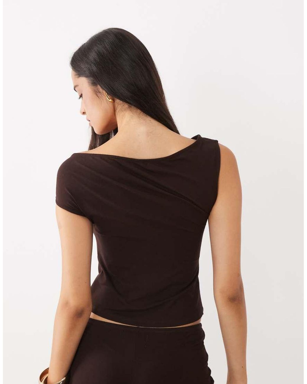 Motel Black Calypso Off The Shoulder Flower Stud Detail Top