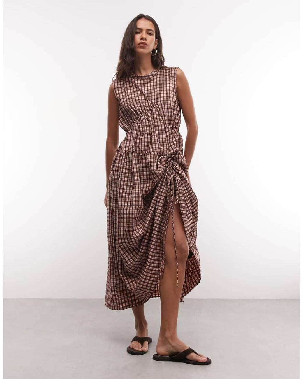 Collusion Brown Channel Detail Maxi Dress