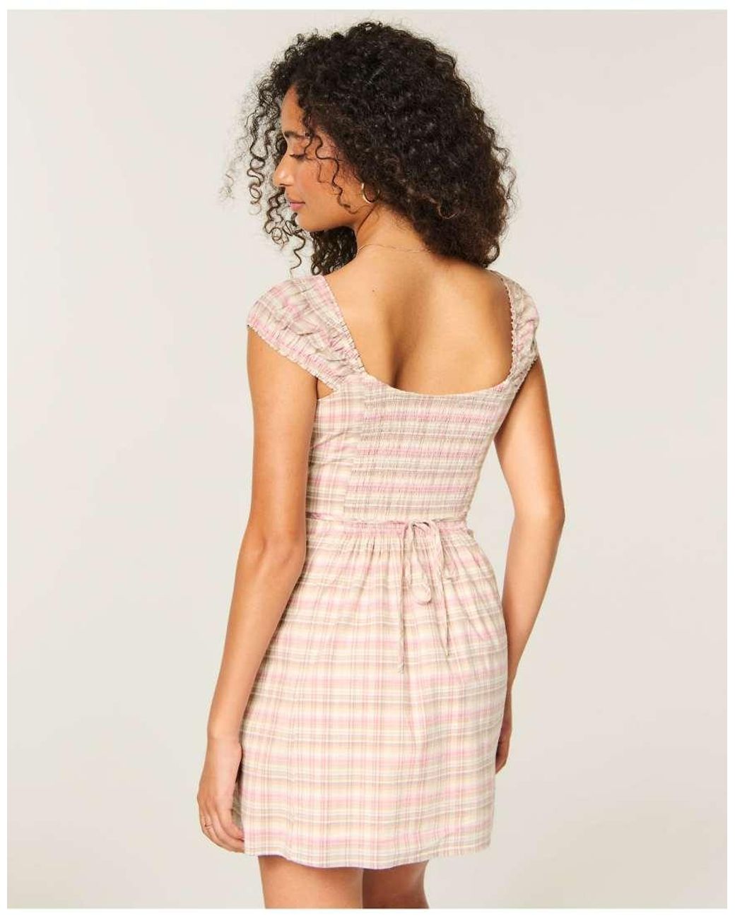 Hollister Pink Petite Cap Sleeve Button Mini Dress