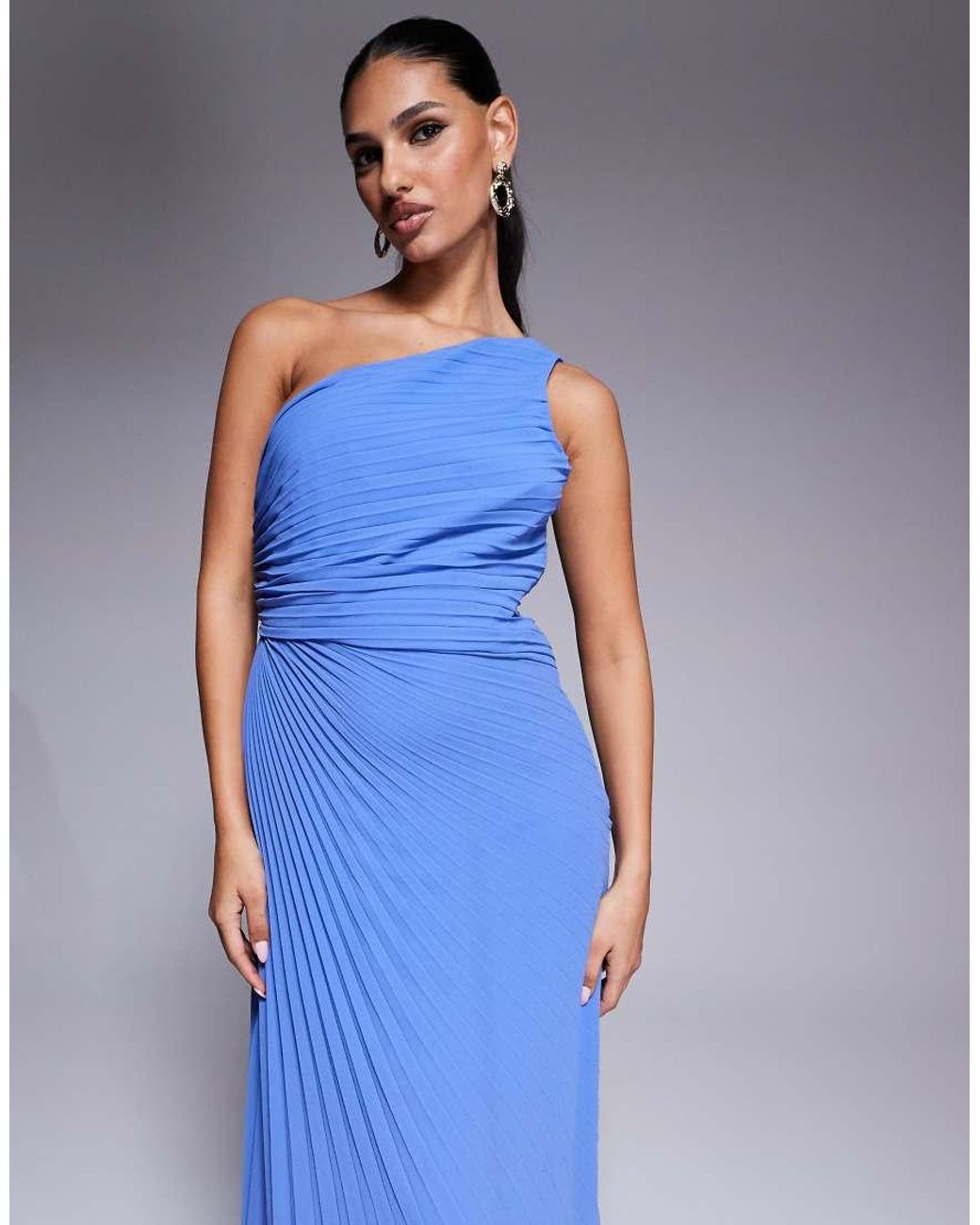 forever new one shoulder dress Powder Blue One-Shoulder Ruffle Maxi Dress | Womens | Small (Available in 3X, 1X, XS, XL) | Polyester/Spandex