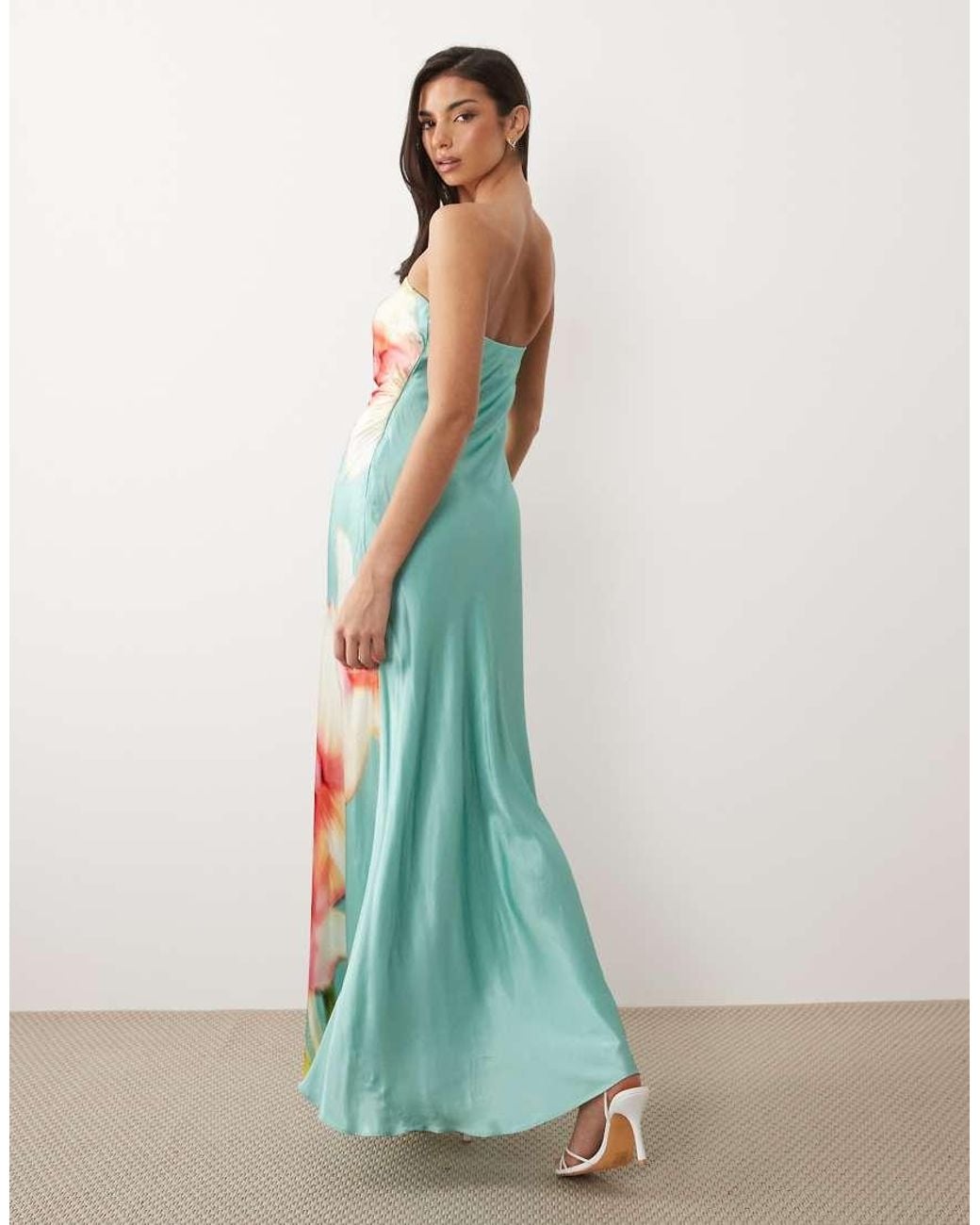 Forever New White Satin Bandeau Maxi Dress