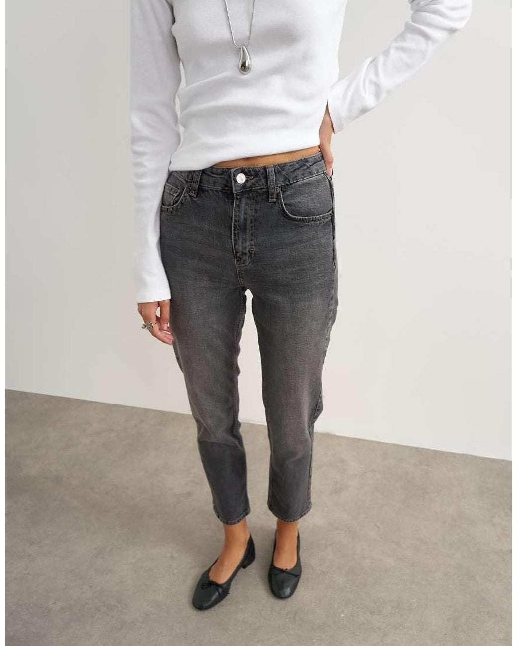 TOPSHOP White Orson Mid-rise Comfort Straight Jeans