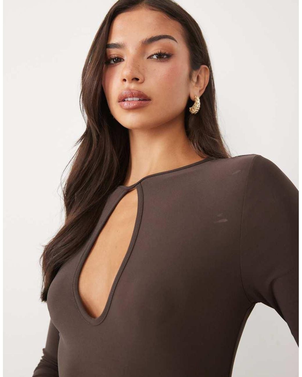 ASOS Brown Angel Sleeve Keyhole Maxi Dress