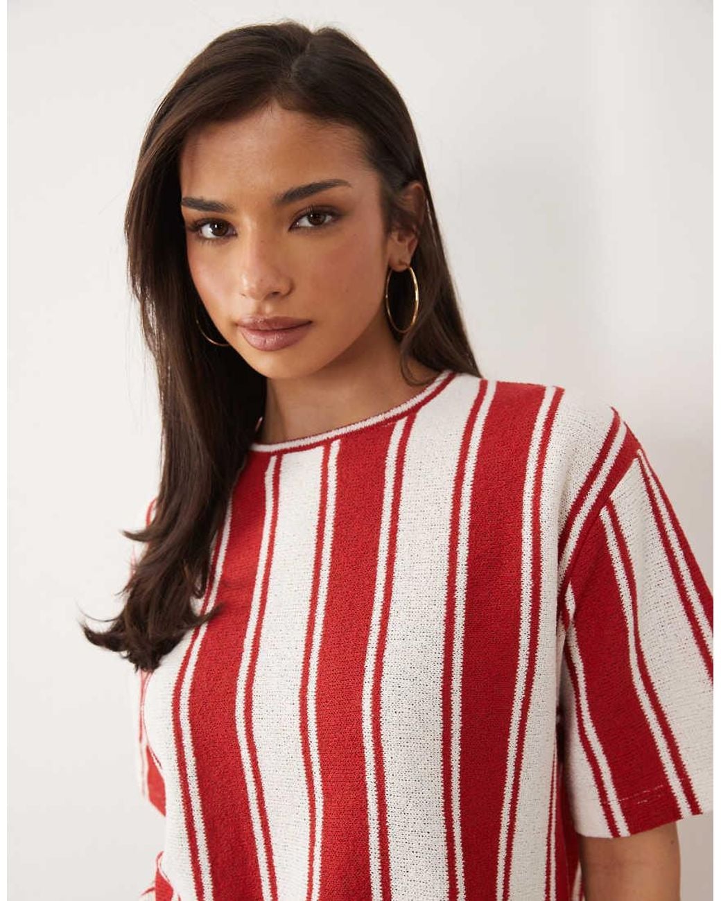 ASOS Red Knitted Jersey Oversized Top Co-ord