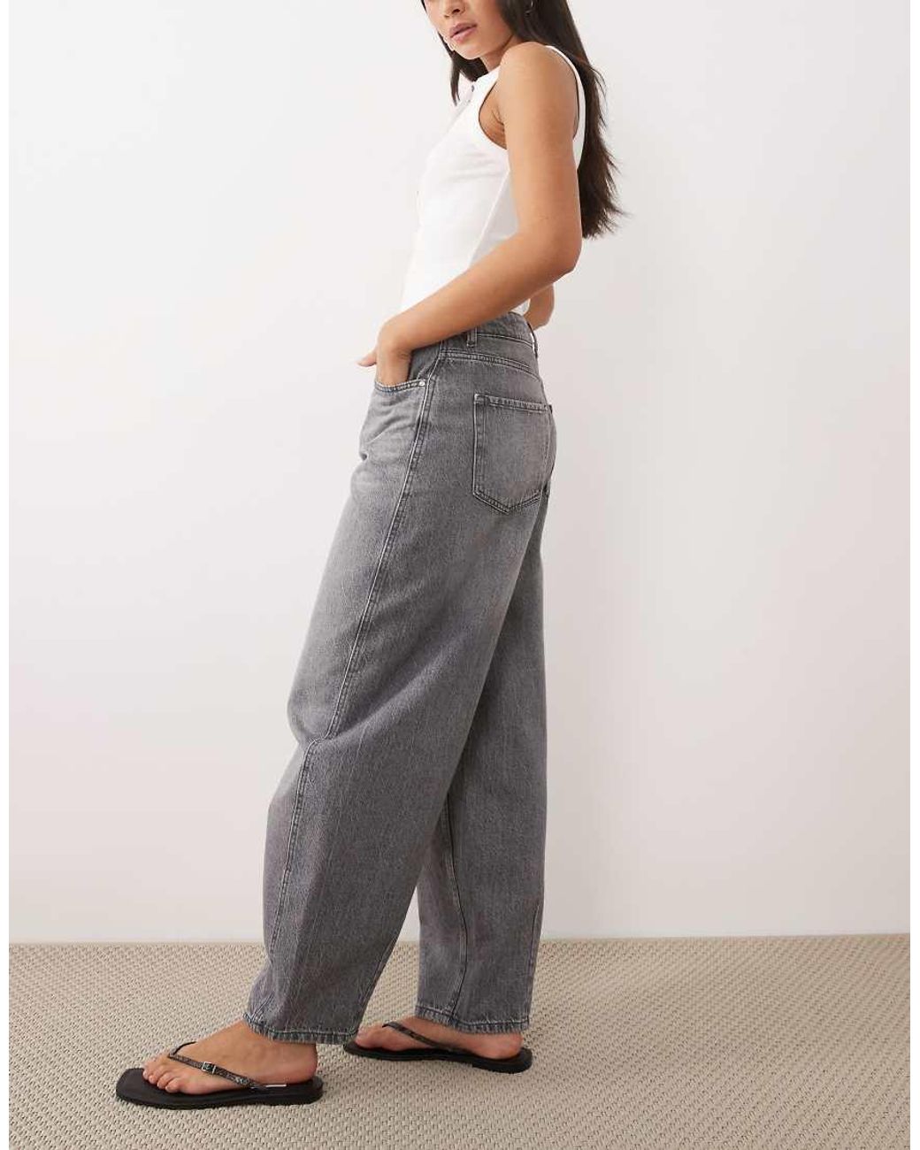 Jdy Gray Susie Mid Waist Barrel Jeans