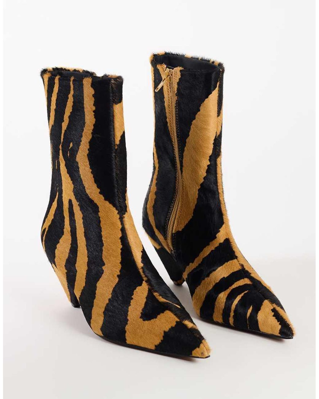 TOPSHOP Brown Kiki Cone Heel Ankle Boot