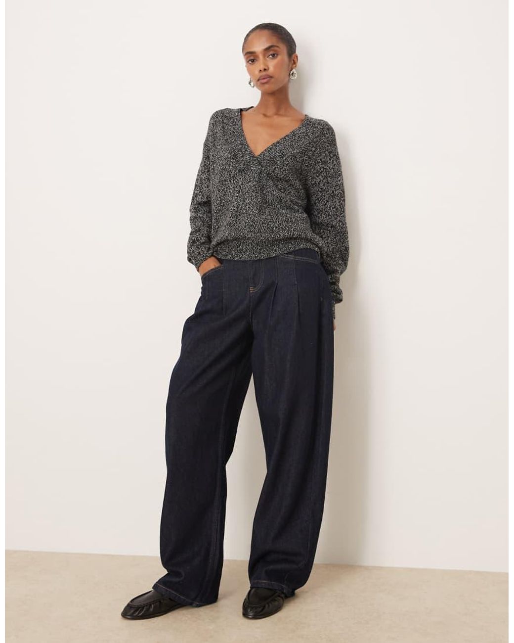 Mango Gray V Neck Jumper