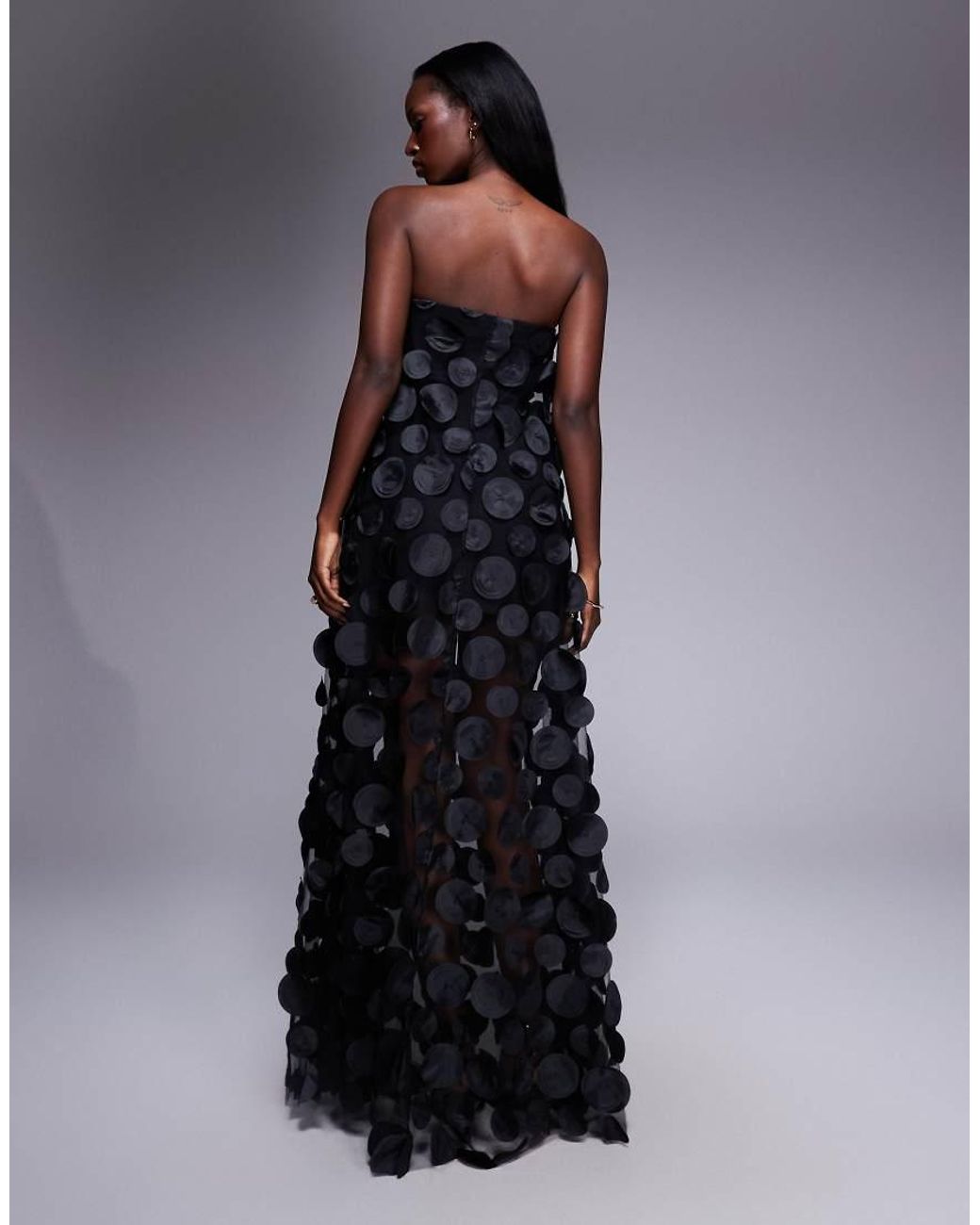 ASOS Blue Premium 3d Spot Bandeau Maxi Dress