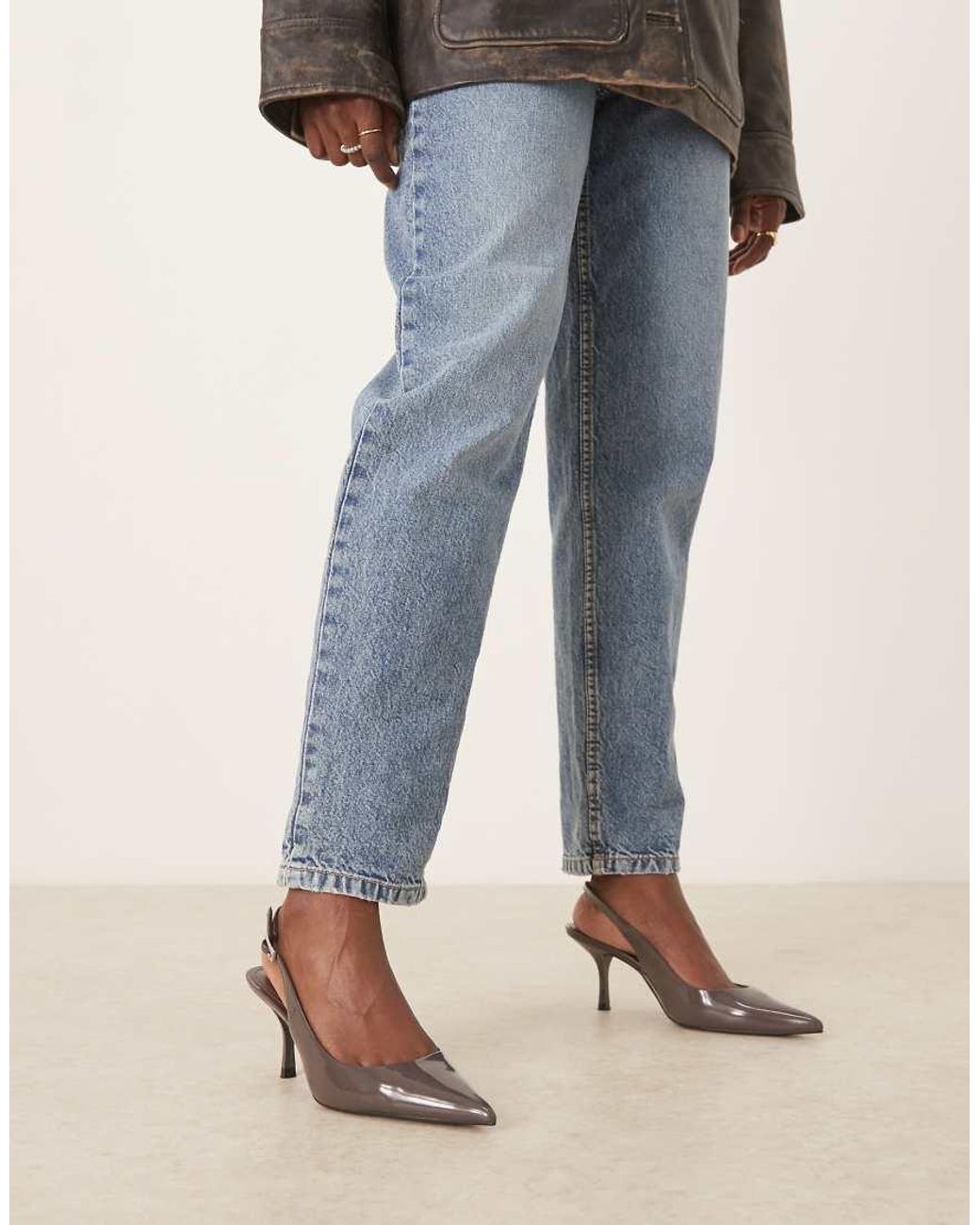 Mango Blue Classic Sling Back Pointed Heel