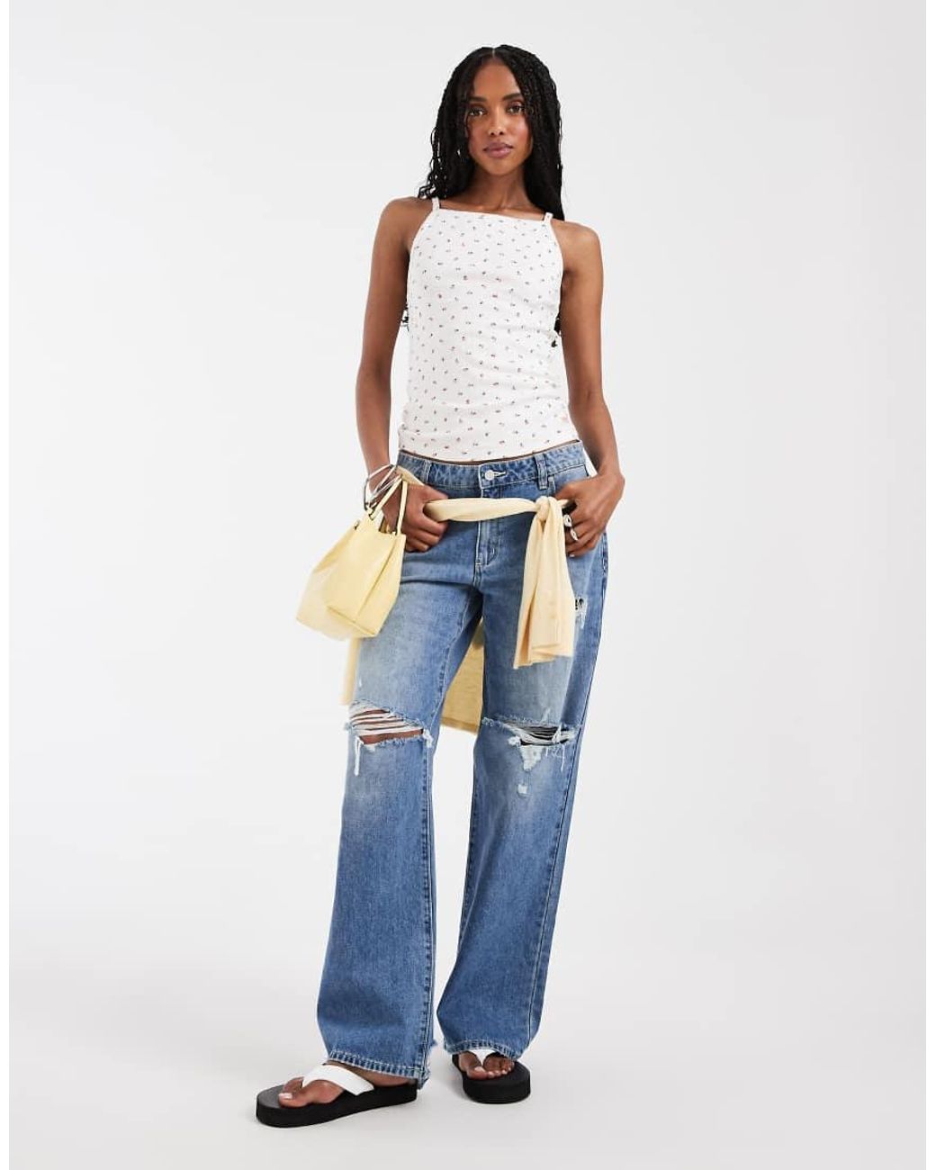 Levi's White Dry Goods Pointelle Ditsy Print Cami Top