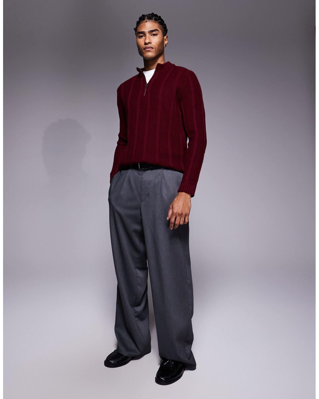 ASOS – gestreifter strickpullover in Red für Herren