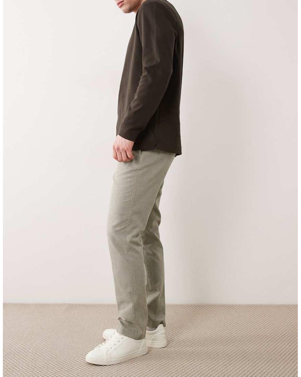 ASOS Green Linen Rich Slim Tailored Trousers for men