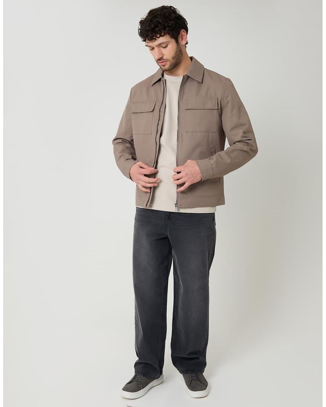 Threadbare Brown Showerproof Lightweight Zip Up Jacket for men