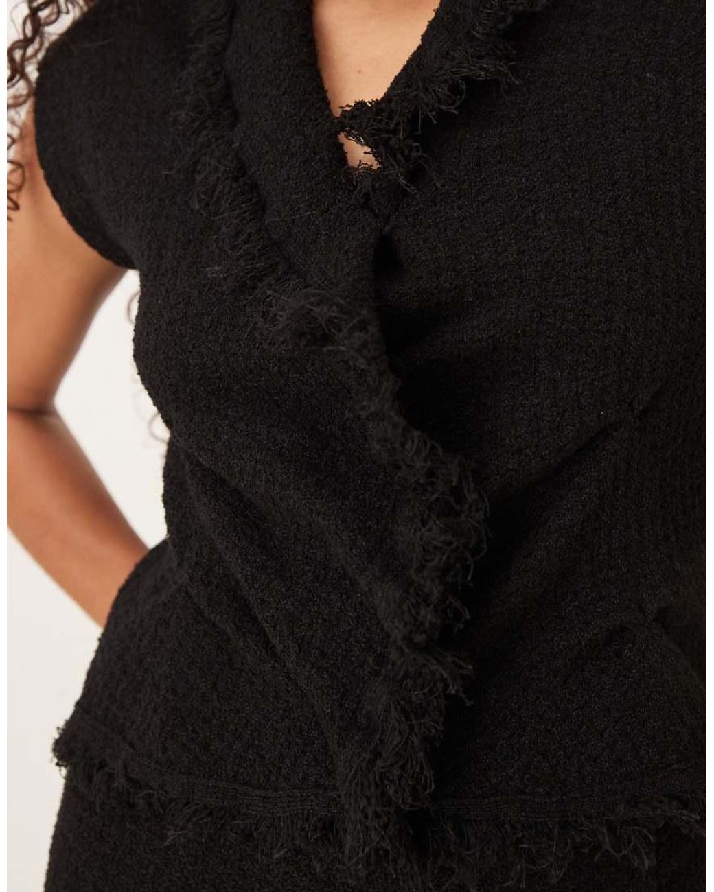 Mango Black Cotton Mix Boucle Sleeveless Top Co-ord