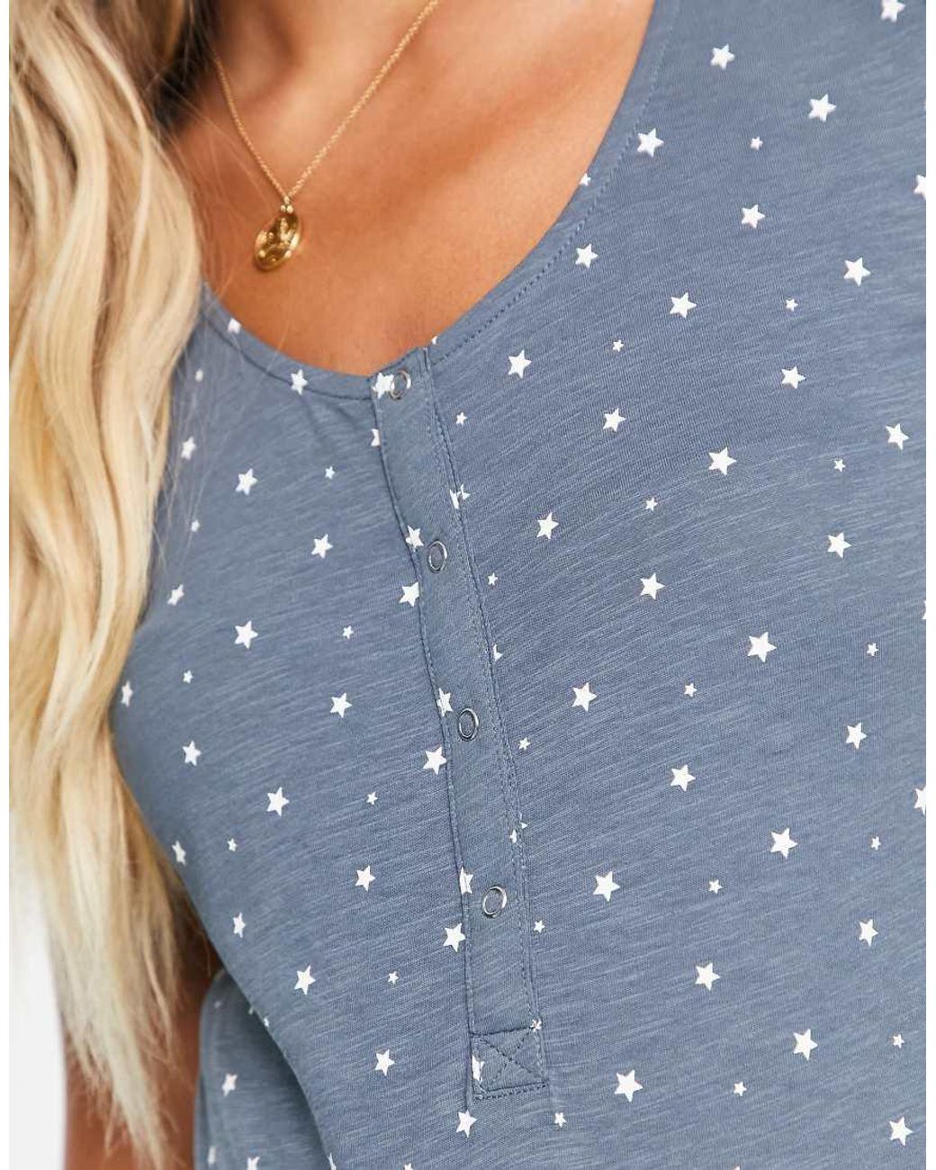 Mama.licious Blue Mamalicious Maternity Star Print Nightdress With Nursing Function