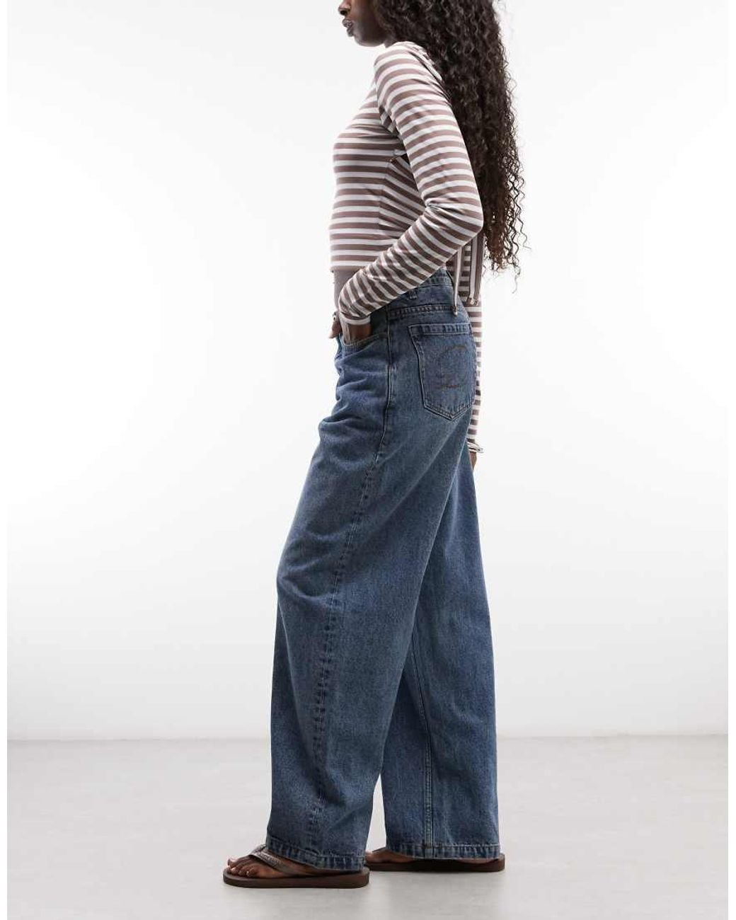 Dime Blue baggy Fit Logo Patch Jeans