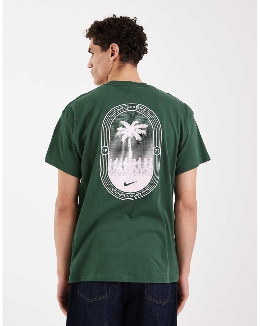 T-Shirt Con Stampa Di Palme Sul Retro di Nike in Green da Uomo